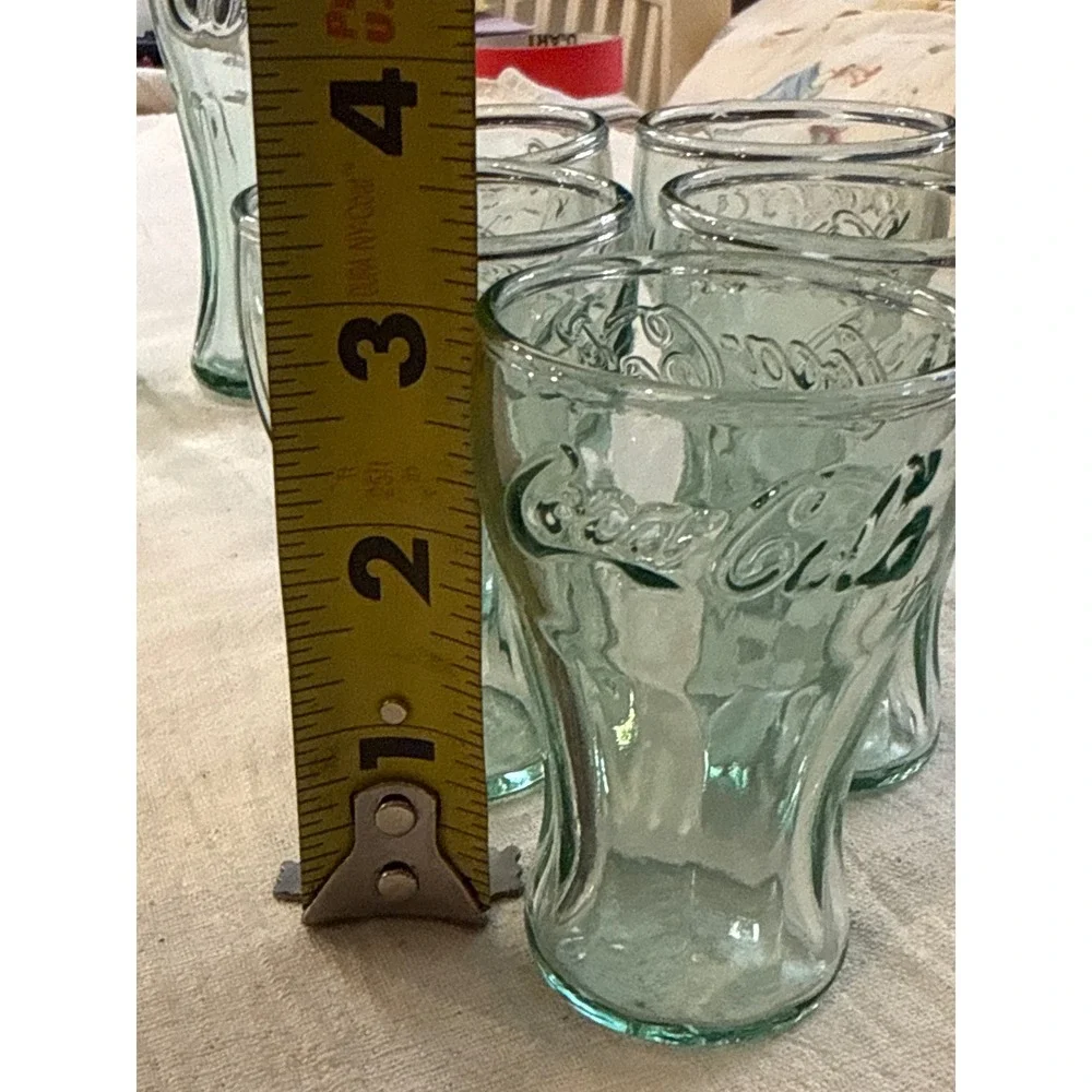 Vintage Coca-Cola Georgia Green Glass Tumblers Set of 9 Mixed Sizes Embossed